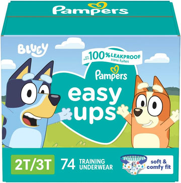 Pampers Easy Ups Boys & Girls Bluey Potty Training Pants - Size 2T-3T, 74 Count, Training Underwear (Packaging May Vary)