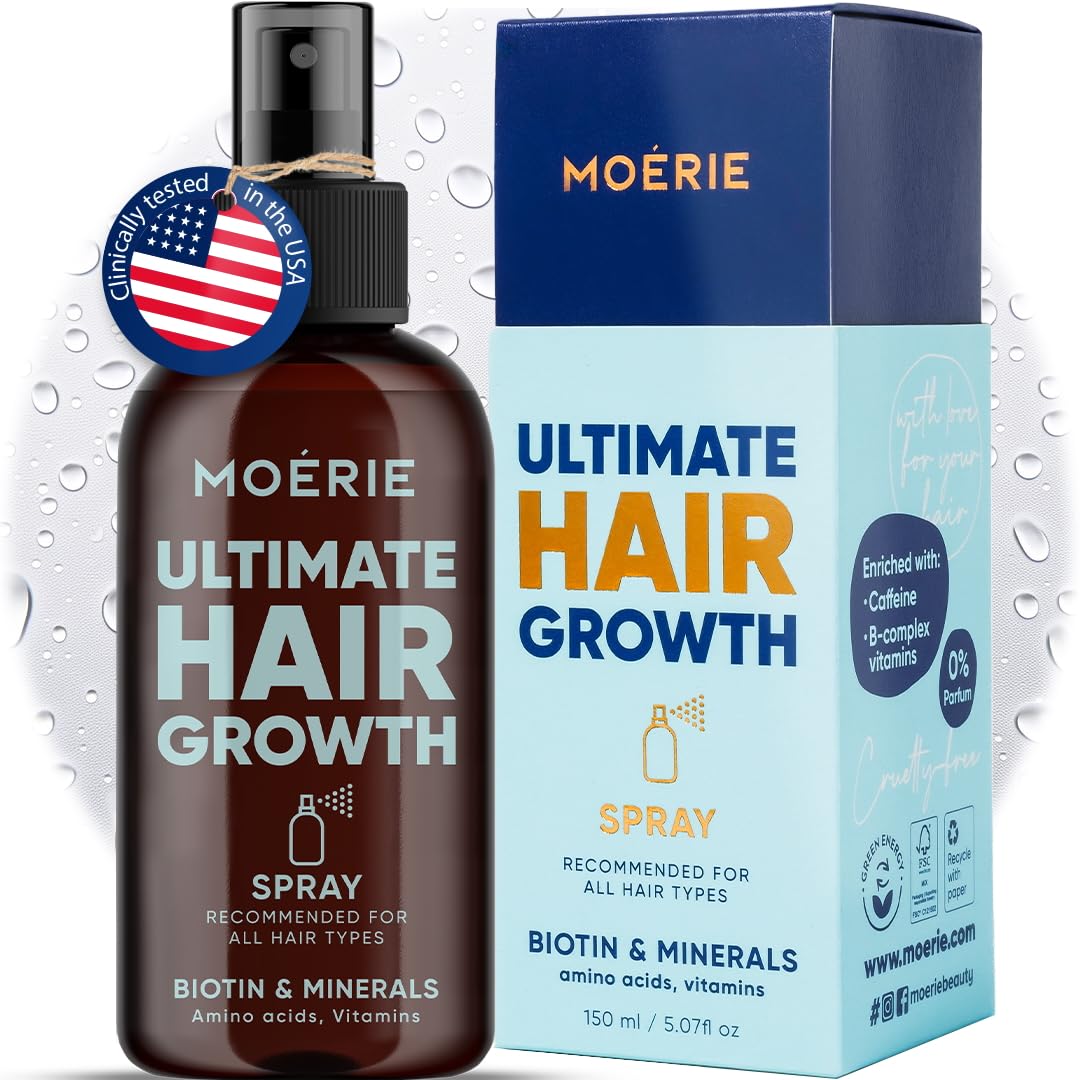 Moerie Ultimate Hair Boost Spray Designed To Strengthen Hair & Restore Scalp Health - 100% Natural Hair Serum For Hair Boost With Over 100 Minerals, Vitamins & Amino Acids - Fresh Scent - 5.07 Fl. Oz