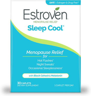 Estroven Sleep Cool For Menopause Relief, 30 Ct, Sleep Support Supplement With Clinically Proven Ingredients To Relieve Menopause Symptoms Plus Night Sweats & Hot Flash Relief, Drug-Free & Gluten-Free