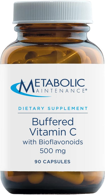 Metabolic Maintenance Buffered Vitamin C 500 mg with Bioflavonoids - Supplement Designed to be Easy On The Stomach (90 Capsules)