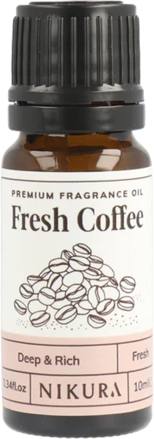 Nikura | Fresh Coffee Fragrance Oil - 10Ml | Perfect For Soap Making, Candle Making, Wax Melts, Diffuser | Great For Use In Bath Bombs, Perfume Oil, Perfume Scents, Potpourri | Vegan & Uk Made