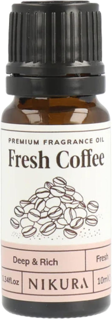 Nikura | Fresh Coffee Fragrance Oil - 10ml | Perfect for Soap Making, Candle Making, Wax Melts, Diffuser | Great for use in Bath Bombs, Perfume Oil, Perfume Scents, Potpourri | Vegan & UK Made