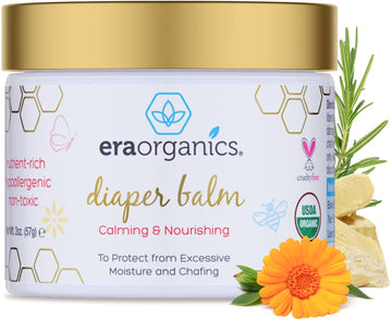 Era Organics Baby Diaper Balm - Extra Soothing And Nourishing Usda Organic Diaper Cream For Dry, Sensitive Skin. All Natural Baby Balm To Help Excess Moisture, Rash And Chafing Baby Ointment