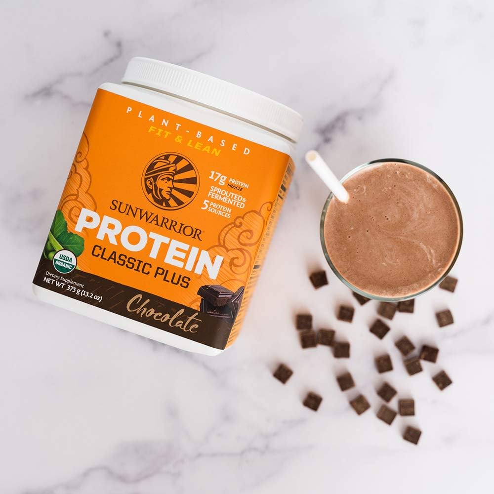 Sunwarrior Vegan Organic Protein Powder Plant-Based | 5 Superfood Quinoa Chia Seed Soy Free Dairy Free Gluten Free Synthetic Free Non-GMO | Chocolate 15 Servings | Classic Plus : Health & Household