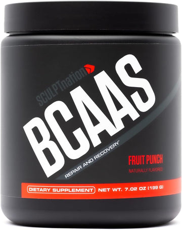 Sculpt Nation By V Shred Bcaa Powder - Powerful Amino Acids Blend To Support Recovery And Endurance, Branch Chain Essential Amino Acids, Fruit Punch - 30 Servings