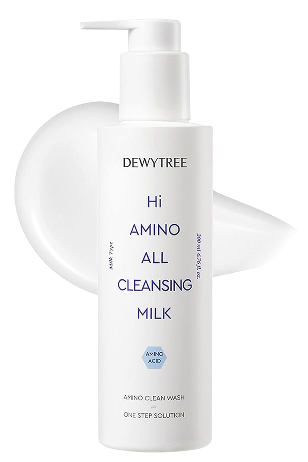 Dewytree Hi Amino All Cleansing Milk - Hydrating Facial Cleanser For Sensitive Skin | Amino Acid Face Lotion Oil Cleanser Korean Exfoliating Face Wash | Face Cleanser For Women & Men (6.76Fl Oz)