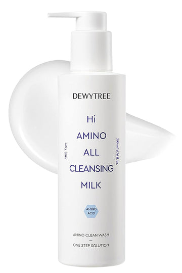 Dewytree Hi Amino All Cleansing Milk - Hydrating Facial Cleanser For Sensitive Skin | Amino Acid Face Lotion Oil Cleanser Korean Exfoliating Face Wash | Face Cleanser For Women & Men (6.76Fl Oz)