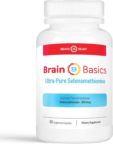 Brain Basics Ultra-Pure Selenomethionine - Proper Thyroid Function And Immune System Support - 200 Mcg Most Bioavailable Selenium - 90 Servings