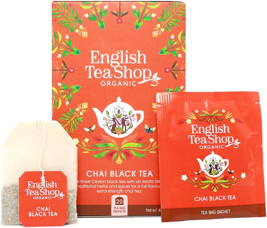English Tea Shop Organic Chai Black Tea - 20 Tea Bag Sachets