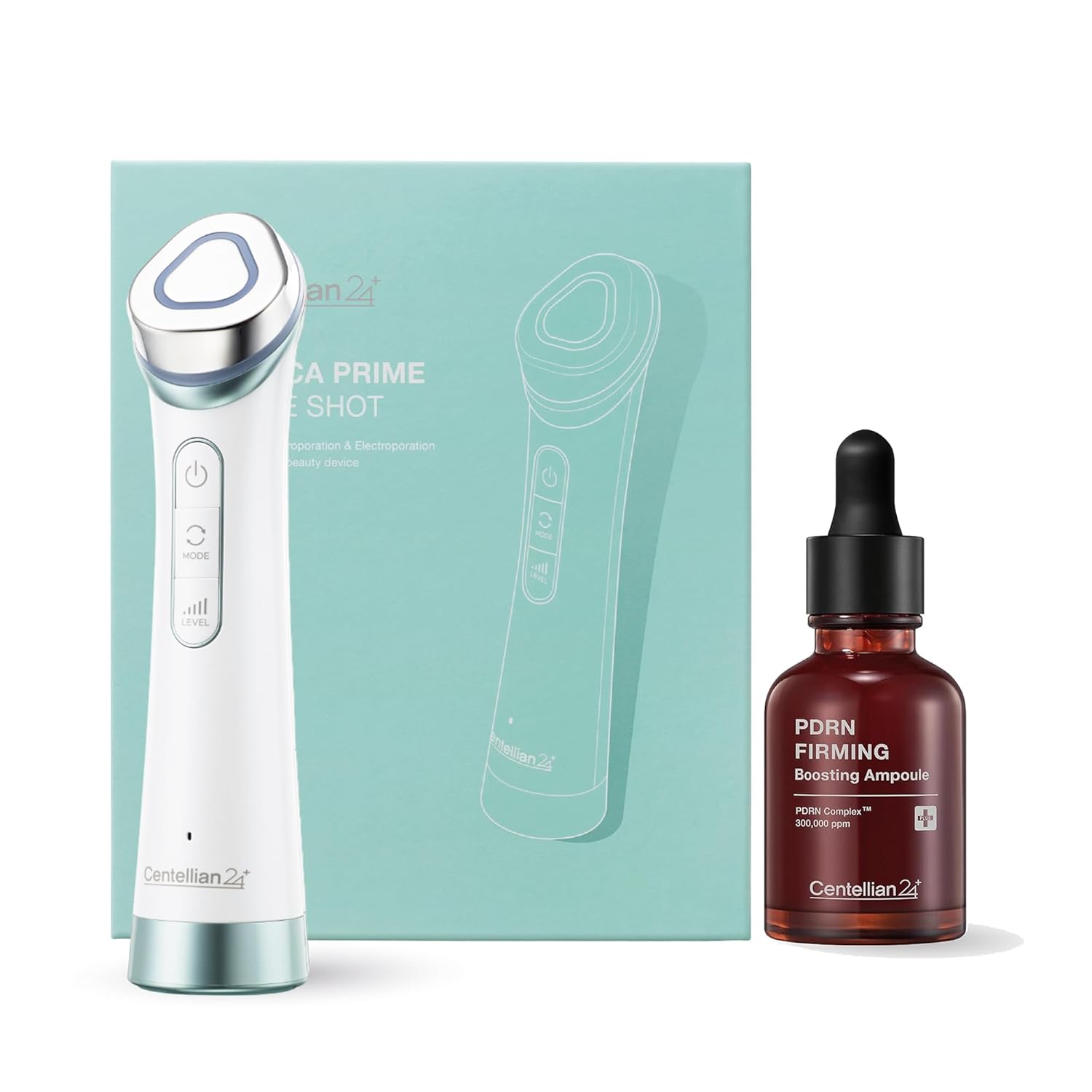 Centellian 24 Prime Facial Toning Device (Tingle Shot) - 2-In-1 Electroporation + Pdrn Firming Boosting Ampoule (1.01Fl Oz) - Elasticity Boost With Pdrn & Collagen,Better Absorption, Korean Skin Care