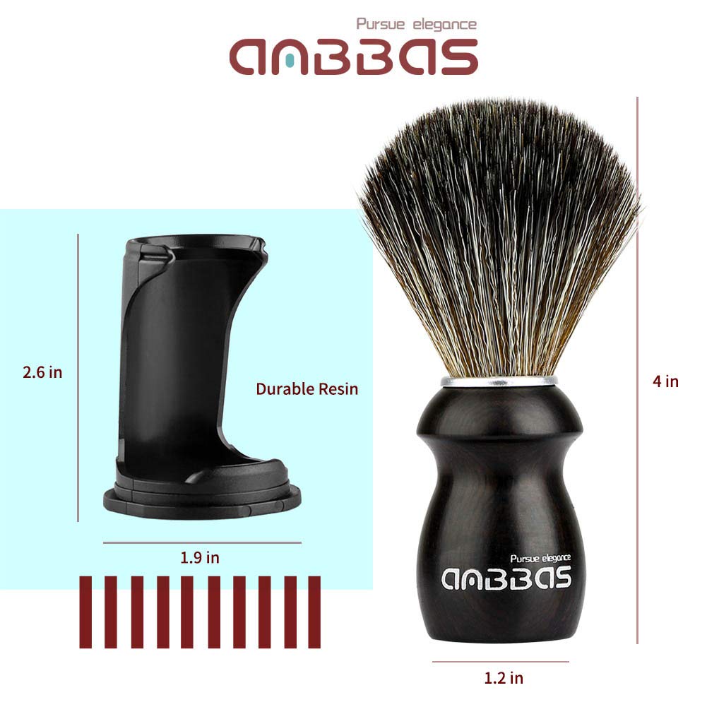 Anbbas Shaving Brush And Holder With Travel Case, Synthetic Badger Hair Ebony Handle Brush 3In1 Kit For Men : Beauty & Personal Care