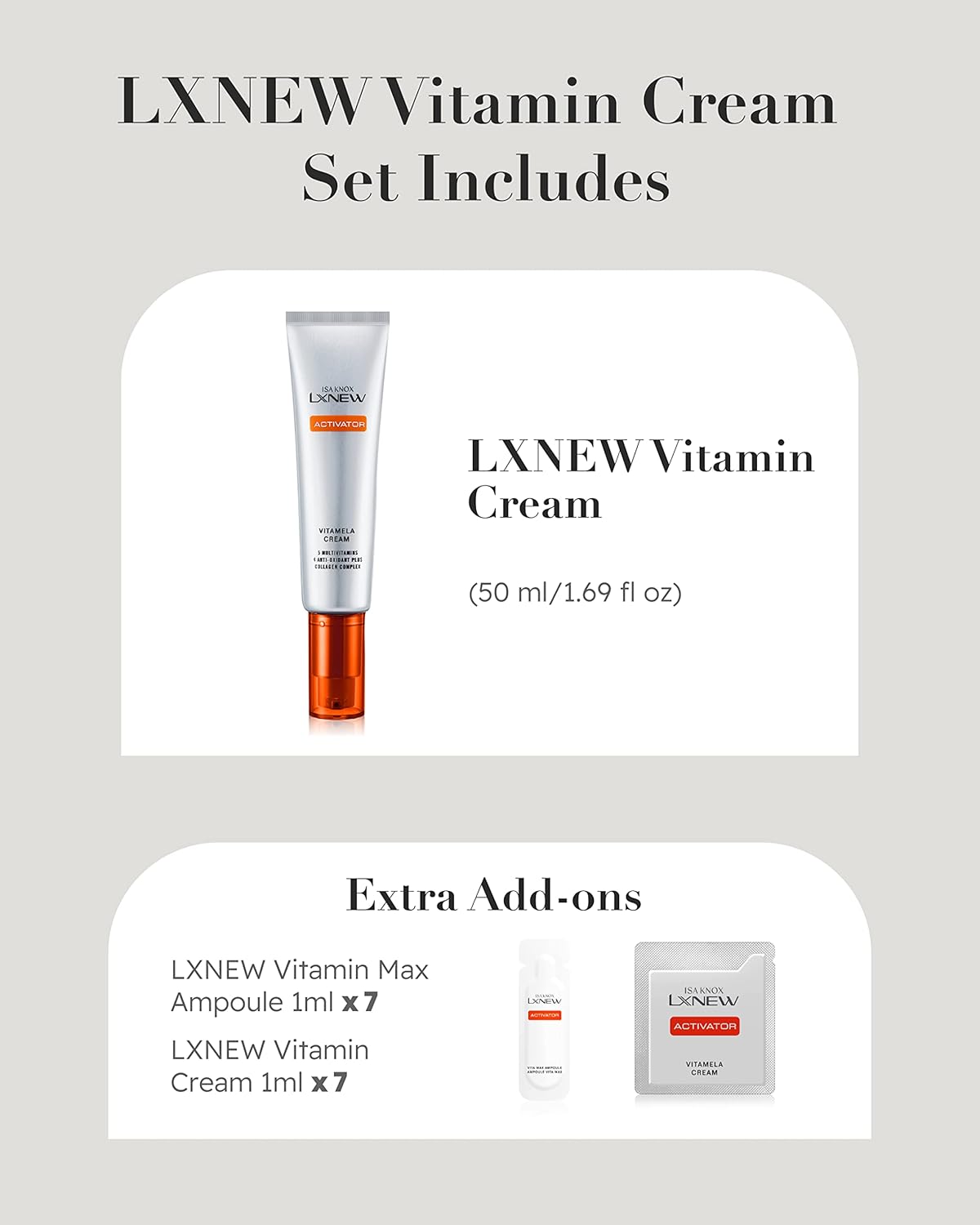 Isa Knox Lxnew Vitamin Cream Set (64 Ml/2.16 Fl Oz) - Skin Tone, Blemish Recovery/Hyperpigmentation Treatmen. Multivitamins, Antioxidant Collagen Complex