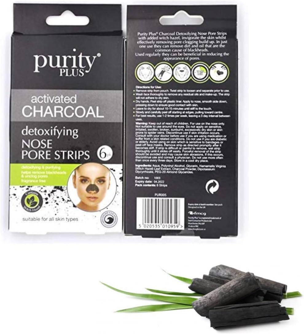 Purity Plus Activated Charcoal Detoxifying Nose Pore Strips (6)