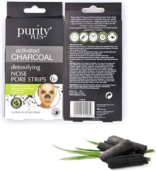 Purity Plus Activated Charcoal Detoxifying Nose Pore Strips (6)