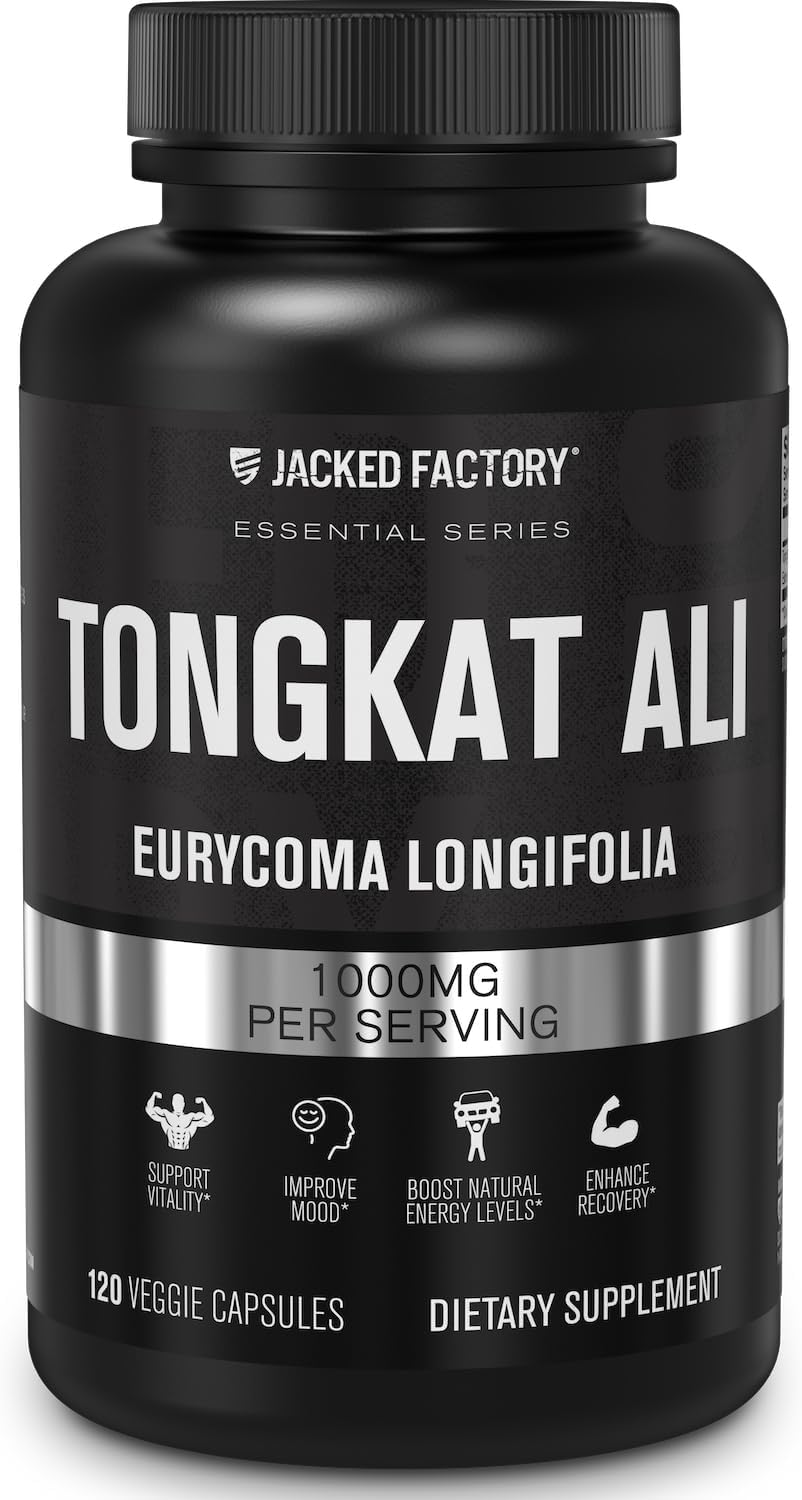 Jacked Factory Indonesian Tongkat Ali - 200:1 Extract Longjack Tongkat Ali For Men To Support Vitality, Improve Mood, Boost Natural Energy Levels, & Enhance Recovery - 120 Capsules