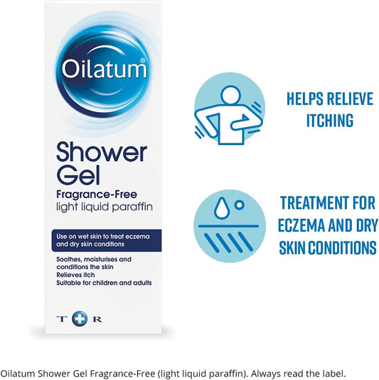 Oilatum Shower Gel For Eczema, Psoriasis And Dry Skin Conditions, Fragrance Free, Soothing Formula For Sensitive Skin, Hydrating Relief For Irritated Skin, Dermatologist Recommended, 1 X 500Ml