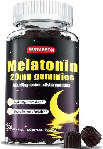 Melatonin Gummies 20Mg For Women Men: Sugar Free Chewable Supplement With Zinc L-Theanine Ashwagandha Magnesium Lemon Balm And Chamomile - Maximum Strength For Adults Natural Berry Flavor(120Count)