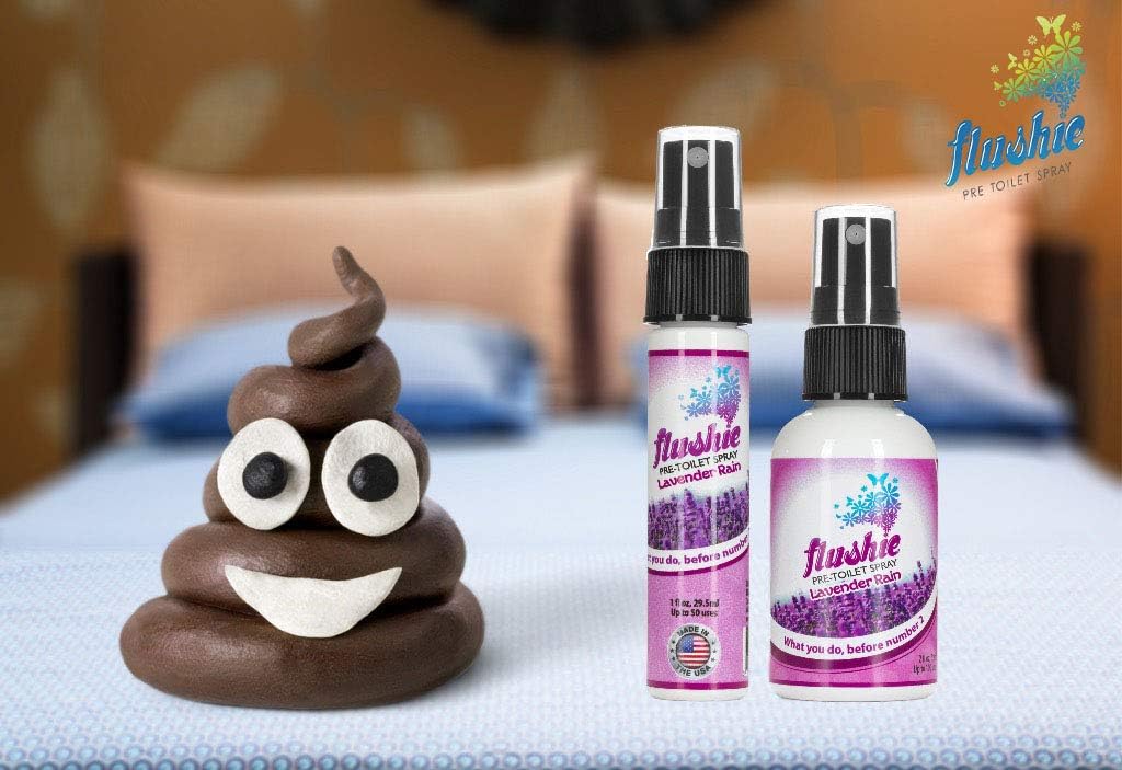 Flushie Pre-Toilet Spray 8-Ounce Bottle, Bathroom Deodorizer Perfect for Travel 8oz 1 Pack (Lavender Rain, 2 Pack) : Health & Household
