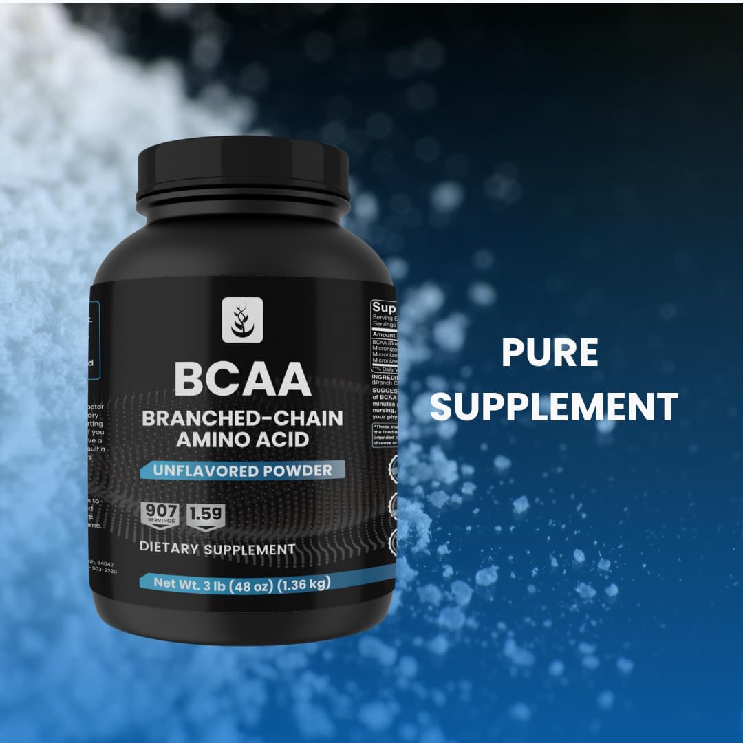 PURE ORIGINAL INGREDIENTS 2:1 BCAA Powder, 3 lbs, Branched-Chain Amino Acids, Unflavored, 907 Servings, Always Pure, No Additives or Fillers : Health & Household