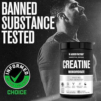Jacked Factory Creatine Monohydrate Powder 425G - Creatine Supplement For Muscle Growth, Increased Strength, Enhanced Energy, & Improved Athletic Performance 85 Servings, Unflavored