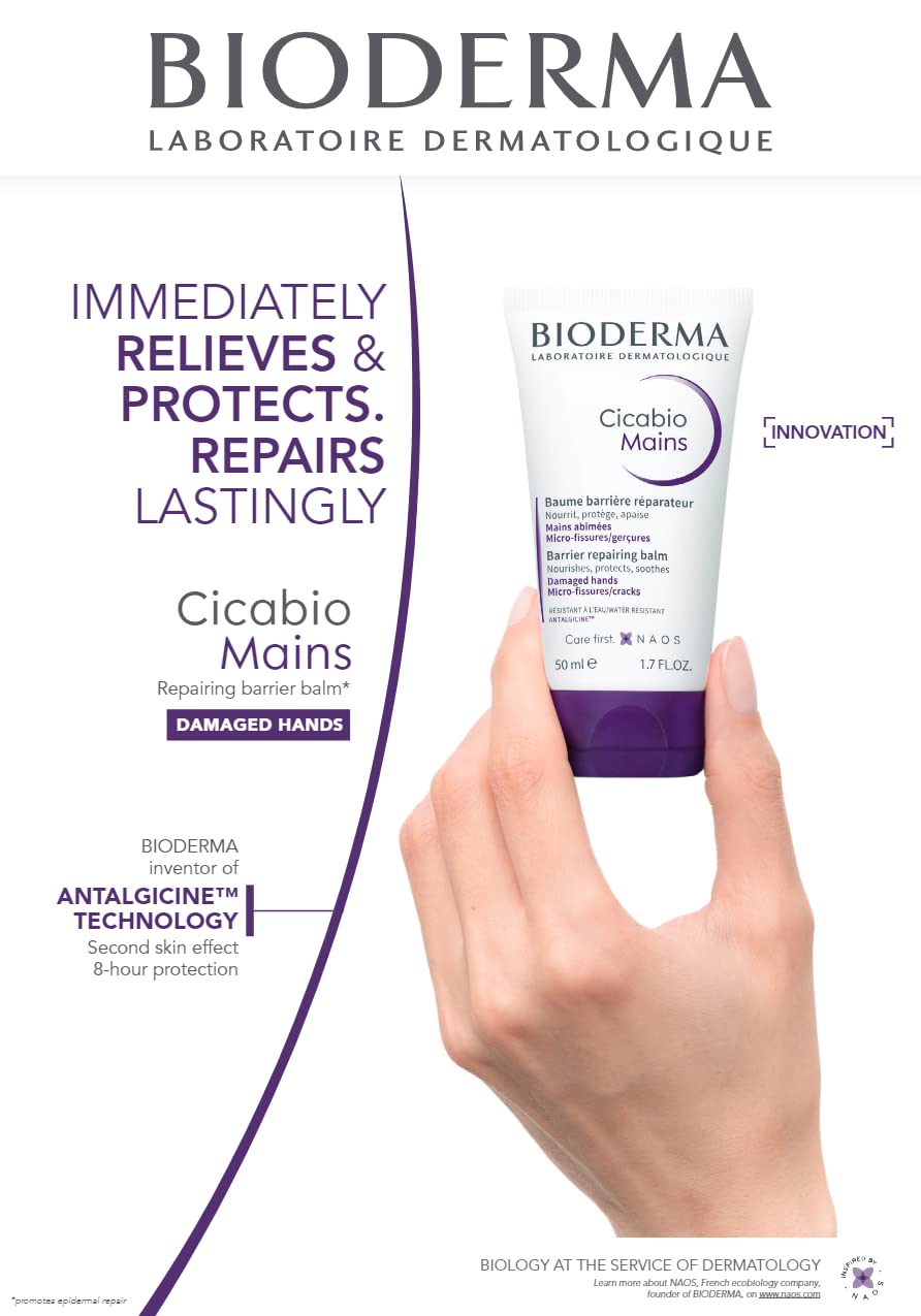 Bioderma Cicabio Mains- Repairing Barrier Balm- Nourishes, Protects, Soothes very Dry Hands. : Beauty & Personal Care