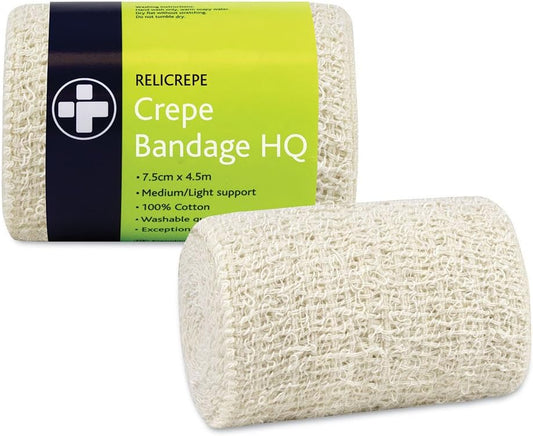 Reliance Medical 400 x 7.5 cm White HQ Grade Relicrepe Crepe Bandage - Pack of 10 : Amazon.co.uk: Health & Personal Care