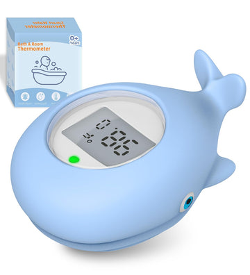 Baby Bath Tub Thermometer for Infant, Bathtub Water Temperature Room Thermometer, Safety Floating Bathing Toy, Newborn Essentials, Gifts for Moms Infant - New Upgraded Waterproof