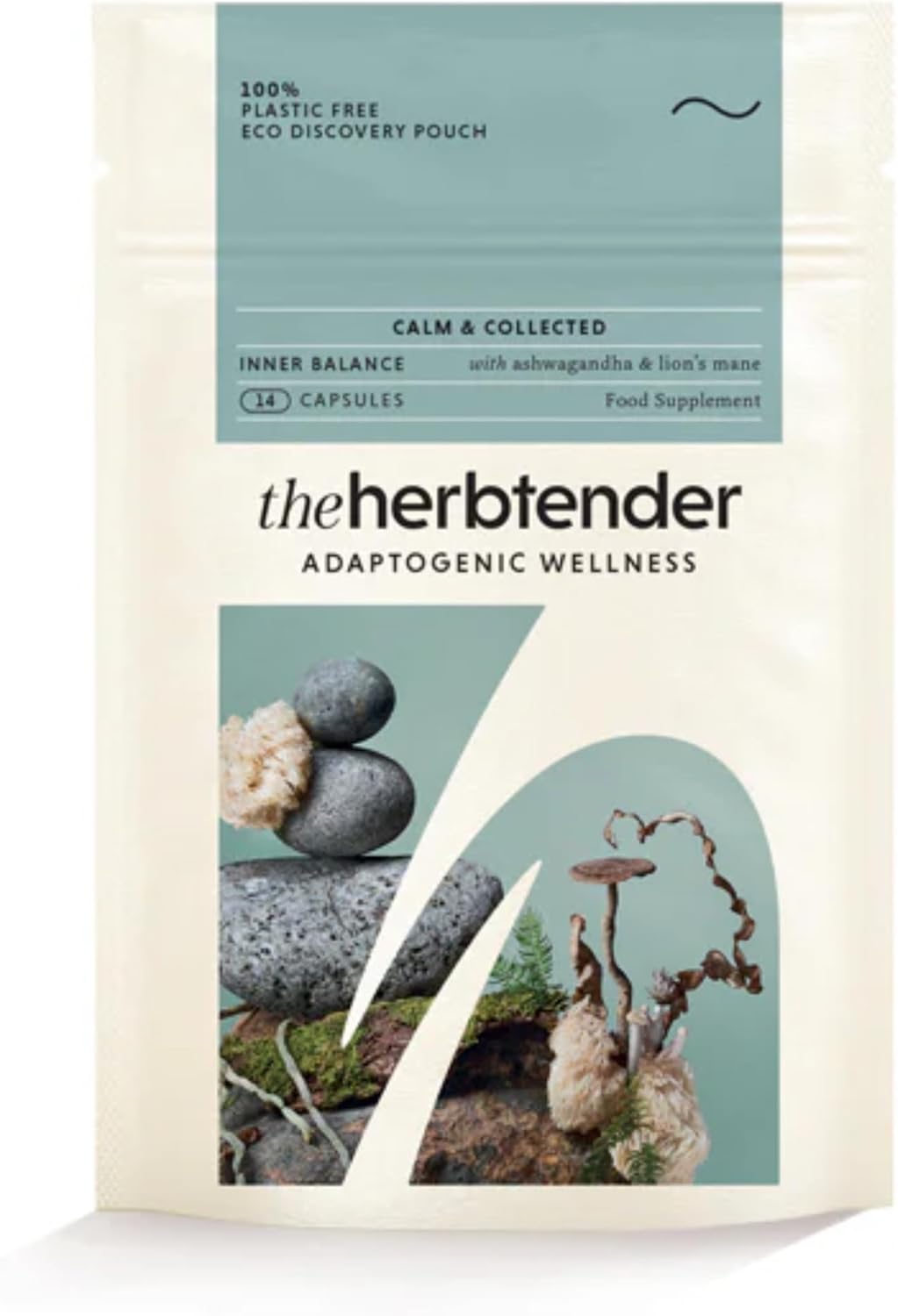 The Herbtender, Calm & Collected - Vegan Adaptogen Supplements With Ashwagandha & Lion'S Mane To Relax. (14 Capsule Refill Pouch)