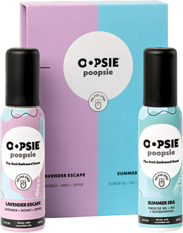 Pre GO toilet spray, discreet & portable original Pre-poo spray to use on the go. Assorted scents Lavender Scape/Summer Sea Toilet Odor Eliminator 2oz bottle Gift Set 2 pack