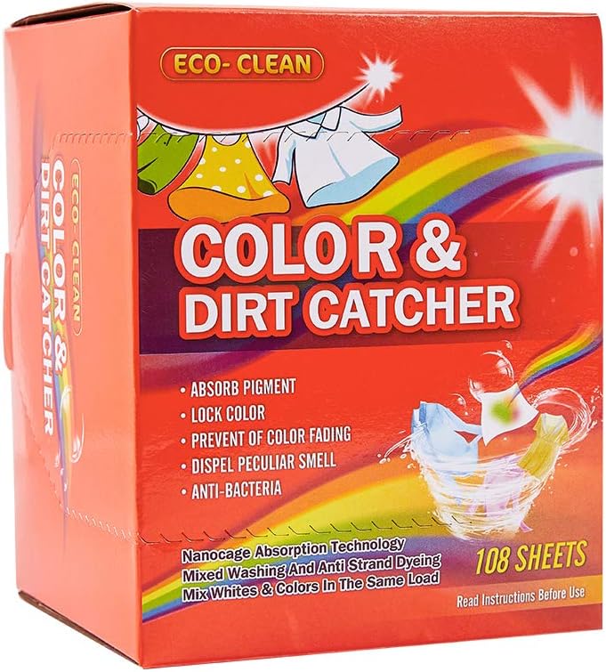 Dye Trapping Sheets, 108 Count Color Keeper Sheets for Laundry, Prevent Light Colored Clothes from Being Dyed