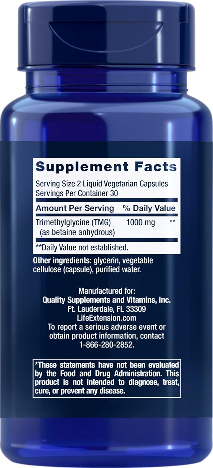 Life Extension TMG Liq Vegetarian Capsules, 500 mg, 60 Ct (Pack of 3)
