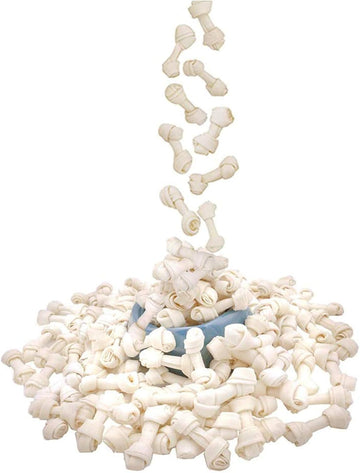Mon2Sun Dog Rawhide Knot Bones Small Rawhide Bones Mini Dog Chew Bones Natural 2.5 Inch 100 Count For Puppy And Small Dogs