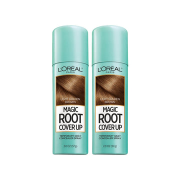 L'Oreal Paris Hair Color Root Cover Up Temporary Gray Concealer Spray Light Golden Brown (Pack Of 2) (Packaging May Vary)