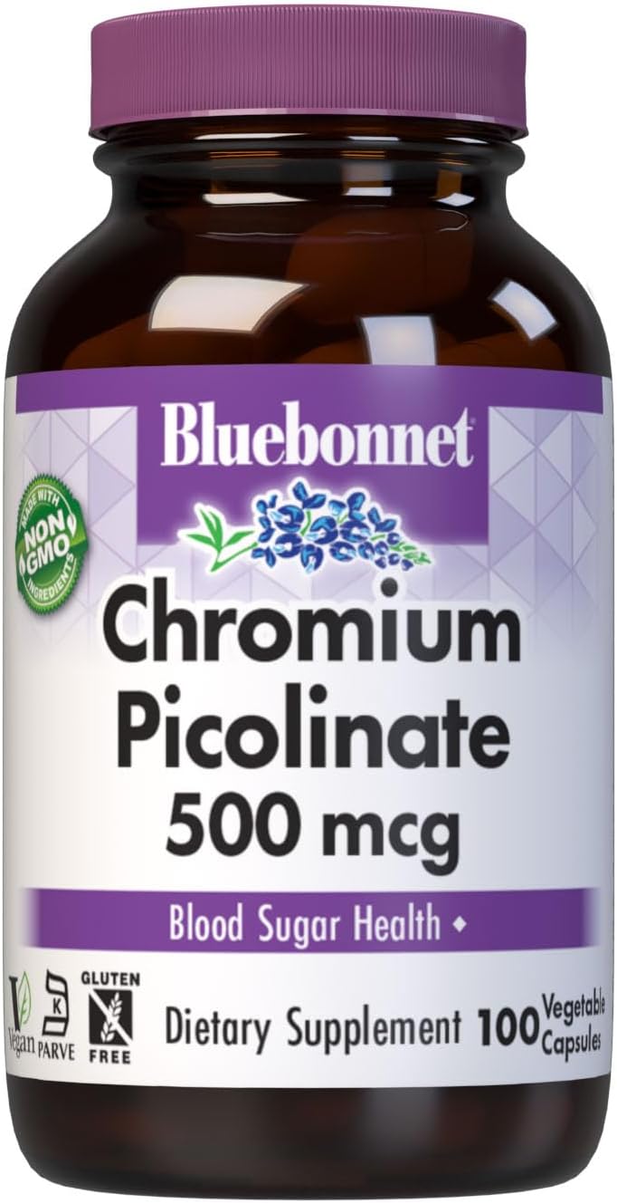 BlueBonnet Nutrition Chromium Picolinate, Soy, Gluten & Dairy Free, Non-GMO, Kosher Certified, Vegan, 500 mcg, 100 Count