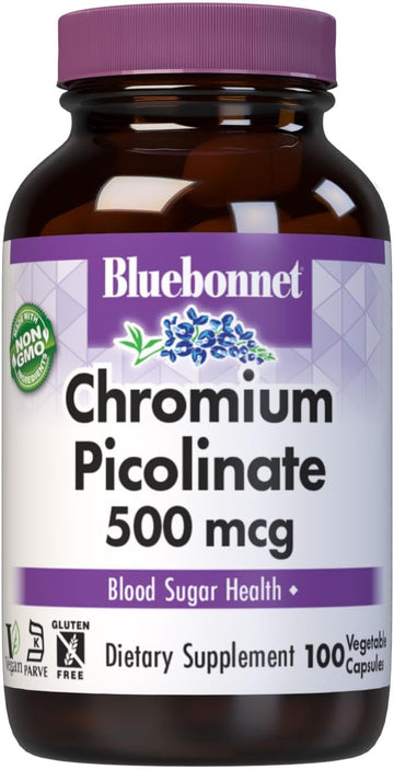 BlueBonnet Nutrition Chromium Picolinate, Soy, Gluten & Dairy Free, Non-GMO, Kosher Certified, Vegan, 500 mcg, 100 Count