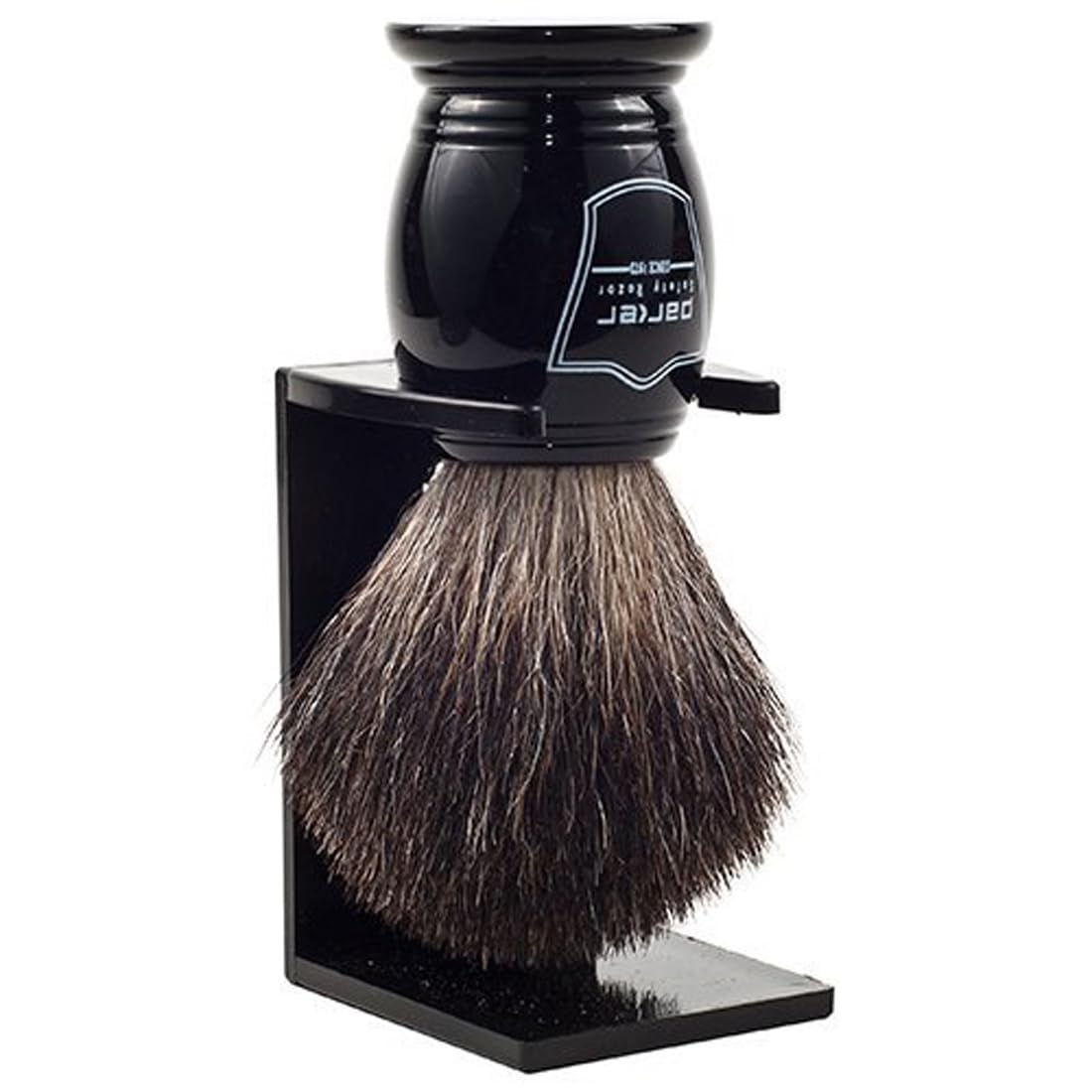 Parker 100% Black Badger Bristle Shaving Brush With Ebony Handle -Brush Stand Included : Beauty & Personal Care