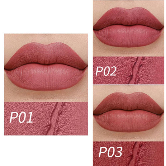 3 Pcs Matte Lipstick Crayon Pencil Set,Brown Purple Dark Red Light To Dark Velvet Lip Stick For Women'S 24 Hour Long Lasting Waterproof Lip Liner,Labiales Mate 24 Horas Originales