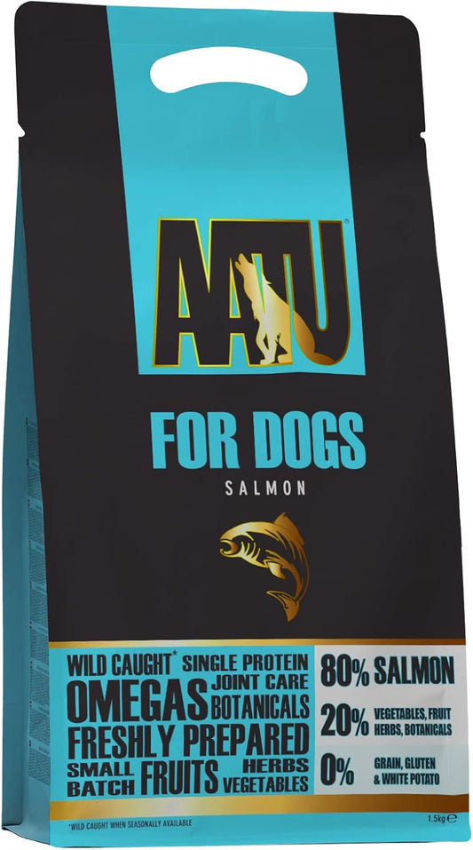 AATU 80/20 Complete Dry Dog Food, Salmon 1.5kg - Dry Food Alternaitve to Raw Feeding, High Protein. No Nasties, No Fillers?27264.0