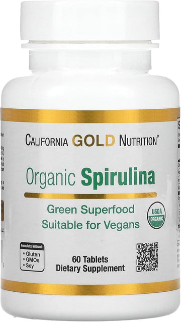 Organic Spirulina Supplement By California Gold Nutrition, Featuring A Green Superfood With Antioxidants, Vegan Friendly, Gluten Free, Non-Gmo, 500 Mg,60 Tablets