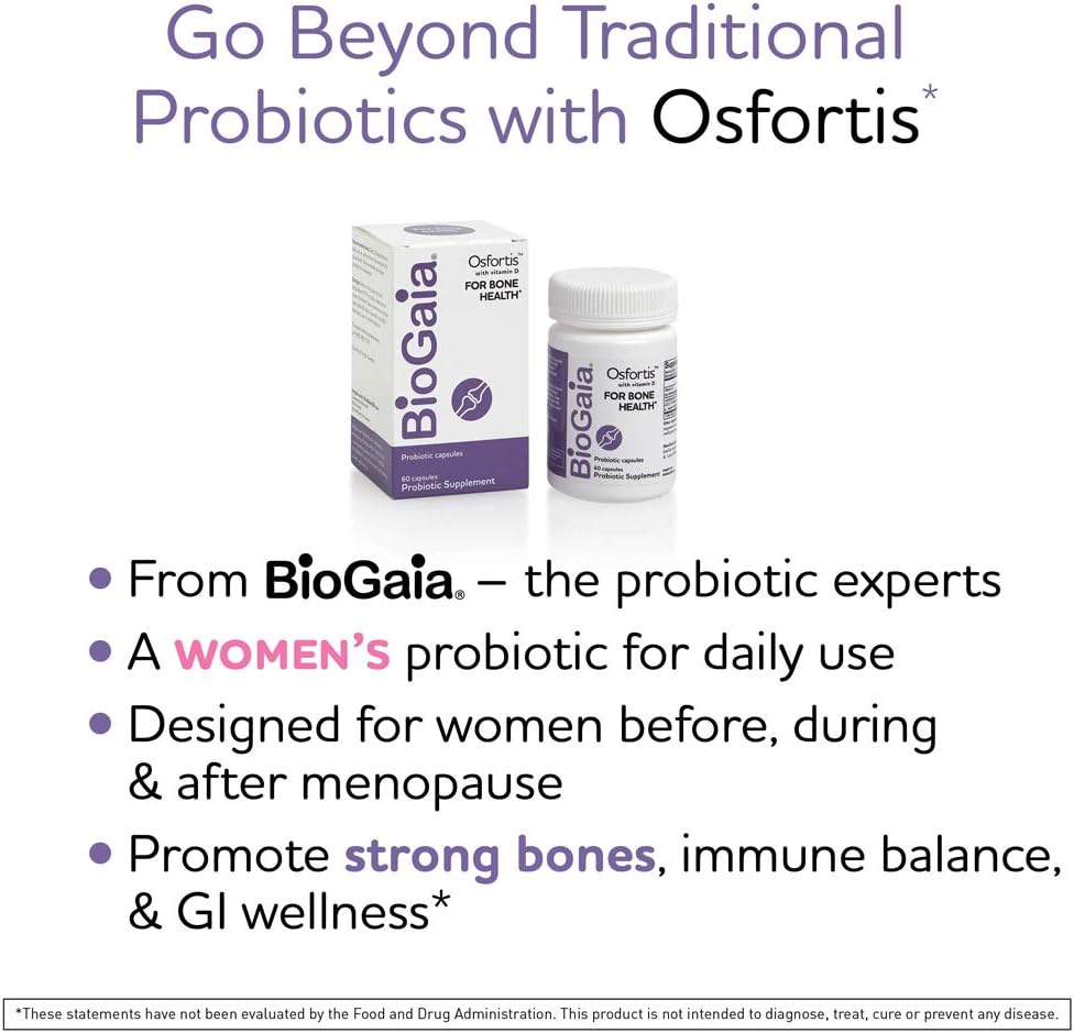 BioGaia Osfortis, Women’s Probiotic for Strong Bones, Immune Balance & GI Wellness, Contains L. reuteri 6475, 60 Capsules, 1 Pack : Health & Household