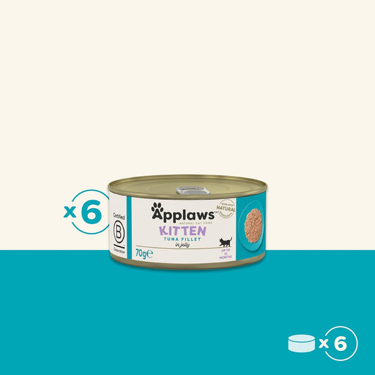 Applaws Natural Wet Cat Food, Kitten Tuna Multipack in Jelly 70 g Tin - 4x6 (Total 24 Tins)?1136ML-A