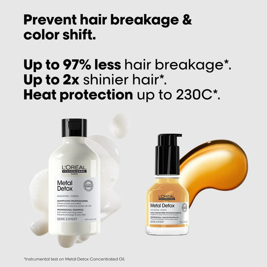 L’Oréal Professionnel | Metal Detox Concentrated Oil For Soft, Shiny, Silky Hair, Fast-Absorbing Lightweight Concentrated Texture, Daily Leave-In, For All Hair Types, 50Ml