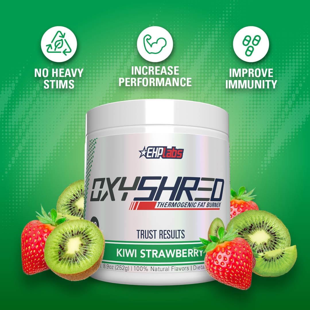 EHP Labs OxyShred Pre Workout Powder - Preworkout Powder with L Glutamine & Acetyl L Carnitine, Energy Boost Drink - Kiwi Strawberry, 60 Servings : Health & Household