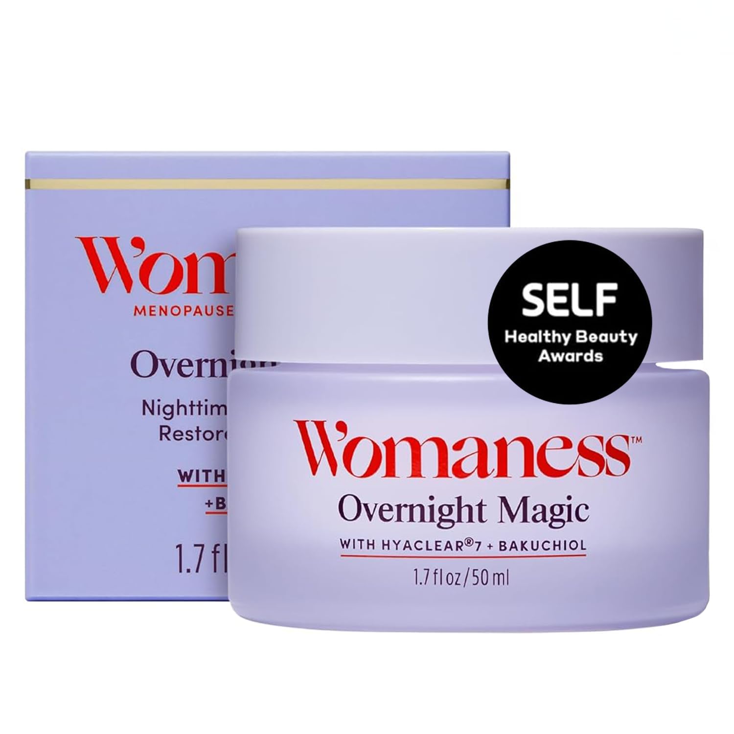 Womaness Overnight Magic Night Face Cream – Anti Aging Face Cream For Women – Hydrating Night Moisturizer With Hyaluronic Acid & Bakuchiol Retinol Alternative – Aging Skin Care For Women – 1.7Oz