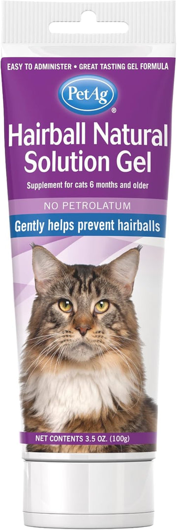 Petag Hairball Natural Solution Gel Supplement For Cats - 3.5 Oz - Helps Prevent And Reduce Hairballs In Cats 6 Months And Older - Petrolatum Free