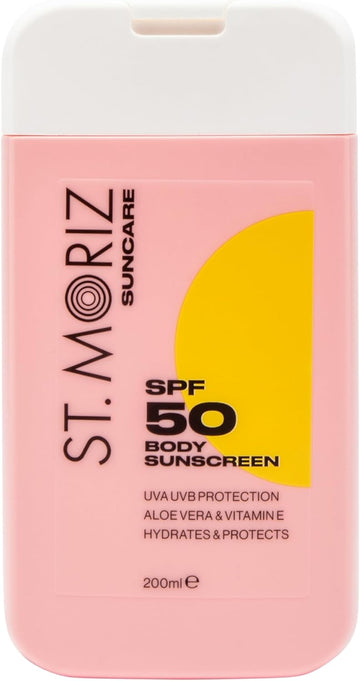 St Moriz Suncare Spf 50 Body Sunscreen | Uva & Uvb Protection Spf 50 Daily Use Moisturising Sunscreen Body Lotion With Aloe Vera & Vitamin E | Dermatologically Tested | Vegan | Cruelty Free | 200Ml