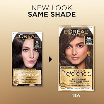 L'Oreal Paris Superior Preference Fade-Defying + Shine Permanent Hair Color, 5C Cool Medium Brown, Pack Of 1, Hair Dye