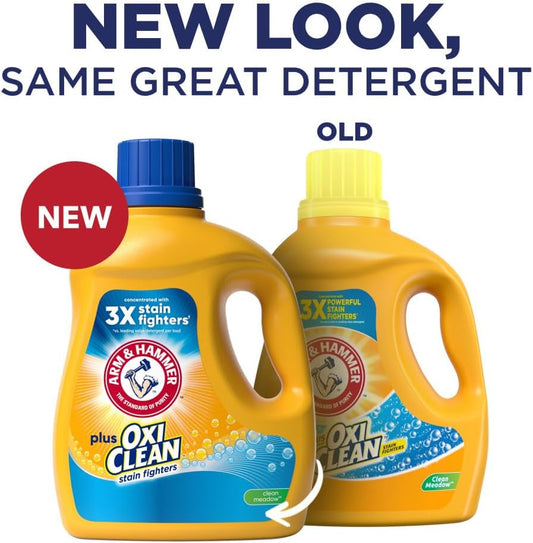 Arm & Hammer Plus Oxiclean Clean Meadow, 77 Loads Liquid Laundry Detergent, 100.5 Fl Oz