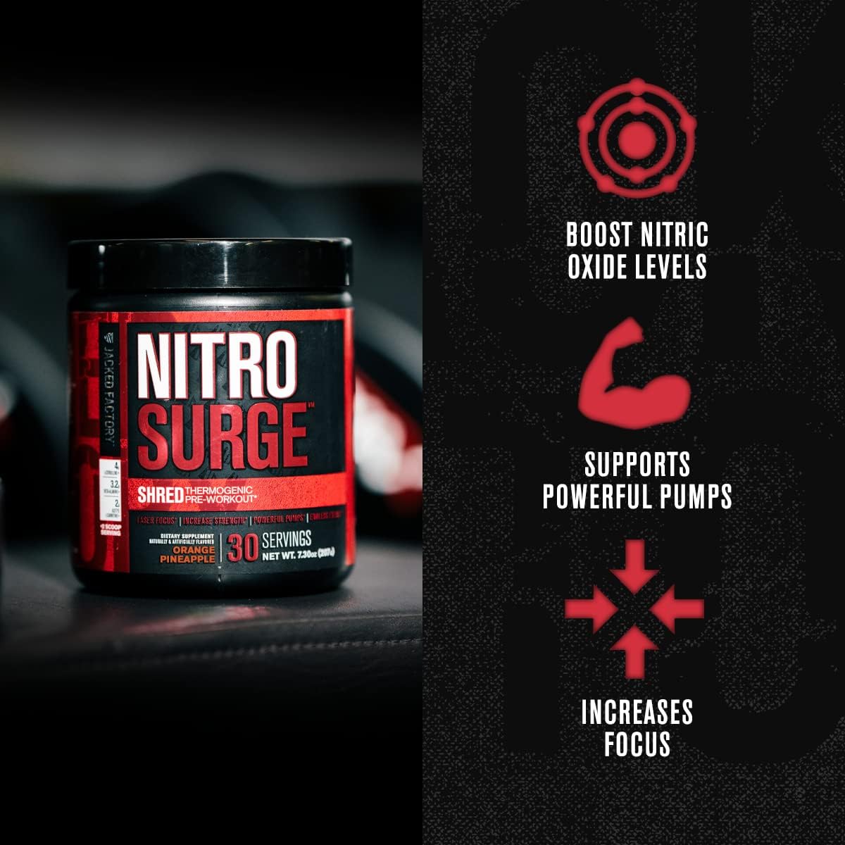 Jacked Factory Nitrosurge Shred Thermogenic Pre-Workout in Orange Pineapple & N.O. XT Nitric Oxide Booster for Men & Women : Health & Household