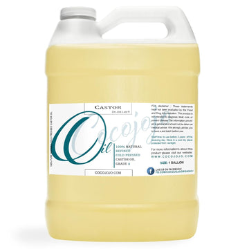 cocojojo 1 Gallon Pure Castor Oil - Hair Skin Nails Cuticles Dry Skin Pure Natural Cold Pressed Refined Cracked Heels Eyelashes Moisturizer, Hair Premium Grade